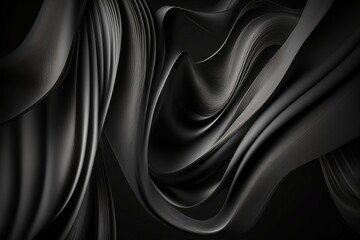 Fototapeta premium Silken Noir: A Modern Minimalist 4K Wallpaper with Waves of Texture. Generative AI