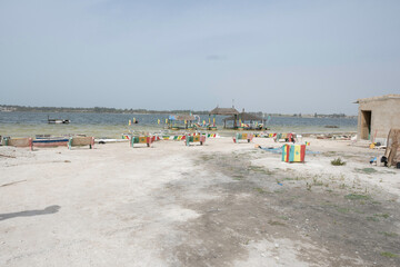 Manufacturing site of salt on Lac Rose, Senegal