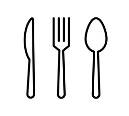 Fork, Spoon and Knife icons. Silverware icons. Cutlery vector icon set. Black silverware icon. Vector - obrazy, fototapety, plakaty