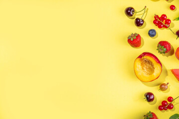Summer  fruit and berry flatlay