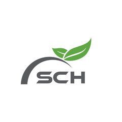 SCH letter nature logo design on white background. SCH creative initials letter leaf logo concept. SCH letter design.