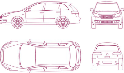 Sketch vector illustration of a car for a densely populated urban city