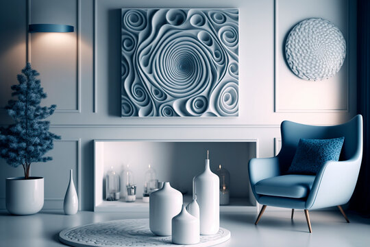generative ai illustration of Organic Ceramic large and modern livingroom Interiors