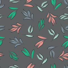 seamless pattern with abstract plants on a dark background