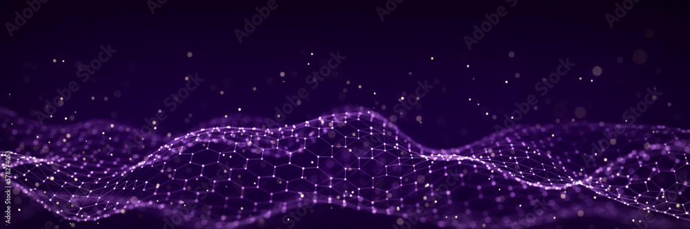 Aufkleber technology hexagon dynamic wave. futuristic honeycomb concept. digital technology webflow. big data 