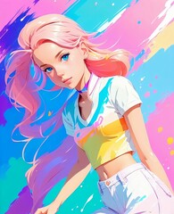 Obraz na płótnie Canvas Girl With Pink Hair