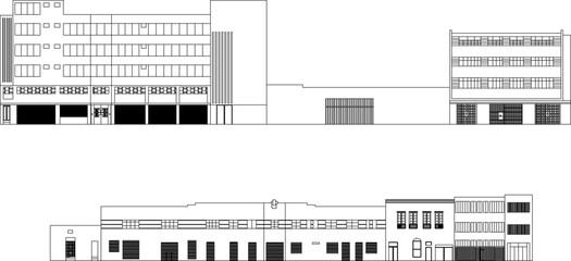Vector sketch of high-rise skyscrapers background illustration in a big city