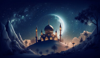 scene with mosque, AI Generated