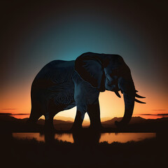 Fototapeta na wymiar Elephant Silhouette. Generative AI