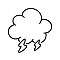 Lightning thunderstorm cloud weather thin line icon.