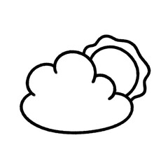 Cartoon sun and cloud icon.
