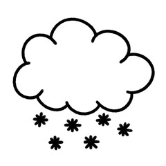 Snow snowfall cloud winter weather thin line icon.