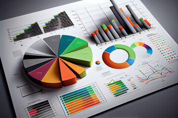 Business still-life with diagrams, charts and numbers.