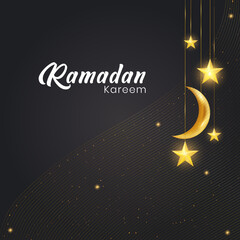 Ramadan Kareem background template with crescent and Islamic ornaments