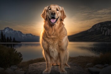 Golden retriever dog happiness and smile. Adorable pet.Generative ai