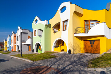 Fototapeta premium Modern architecture Opile sklepy in Velke Pavlovice, Southern Moravia, Czech Republic