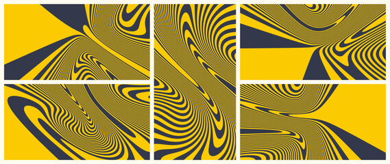 Psychedelic pattern with melting and distorting lines. The geometric background by stripes. 3d vector illustration for brochure, annual report, magazine, poster, presentation, flyer or banner.