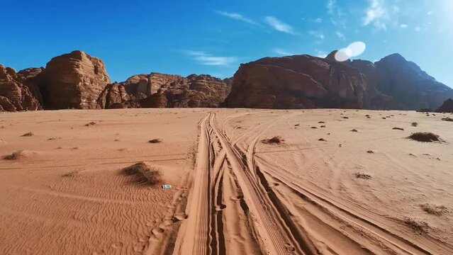 driving on the desert sand