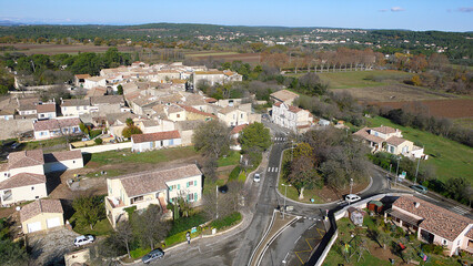 Photo aérienne Saturargues Hérault, village près de Lunel, vue aérienne  village de...