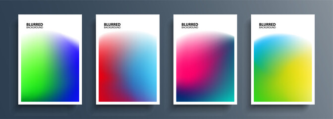 Set of blurred backgrounds with bright color gradients. Abstract graphic templates collection for brochures, posters, banners and flyers. Vector illustration.