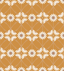 Abstract Tile Style Decorative Flowers Branches Seamless Vector Pattern Trendy Fashion Colors Perfect for Allover Fabric Print or Wrapping Paper