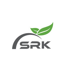 SRK letter nature logo design on white background. SRK creative initials letter leaf logo concept. SRK letter design.
