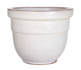 Clay pot with white ceramic glaze, transparent background