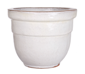 Clay pot with white ceramic glaze, transparent background