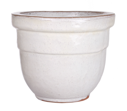 Clay pot with white ceramic glaze, transparent background