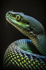 Fototapeta premium Mesmerizing Green Snake Close Up made with Generative AI