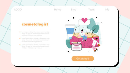 Cosmetologist web banner or landing page. Hardware facial treatment