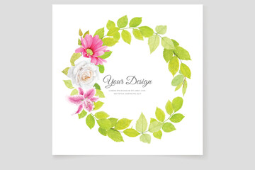 floral ornament wreath and background card