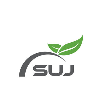SUJ letter nature logo design on white background. SUJ creative initials letter leaf logo concept. SUJ letter design.

