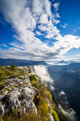 Mountain landscape width Canyon of Verdon River (Verdon Gorge) in Provence, France