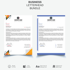 Letterhead template for business or corporate, 2 color letter head bundle set, easily editable and customize.