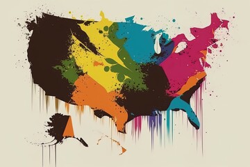 Fototapeta premium United state map graphic art illustration, generative ai