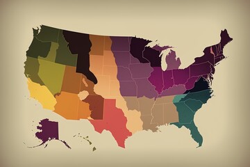 United state map graphic art illustration, generative ai