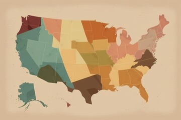United state map graphic art illustration, generative ai