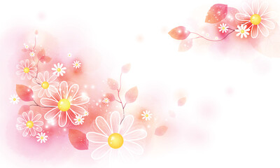 pastel soft abstract spring pink daisy flower pattern art vector greeting card interior wallpaper background