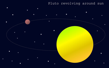 Obraz na płótnie Canvas Pluto revolving around sun solar system on the background of the starry sky.