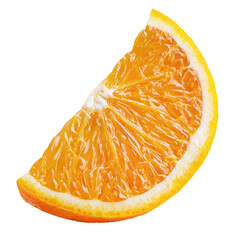  Sweet slice of orange citrus fruit isolated on transparent background Full depth of field.