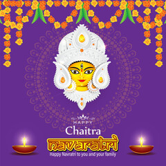 Vector illustration of Happy Chaitra Navratri wishes greeting card