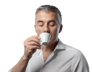 Handsome man drinking a cup of coffee