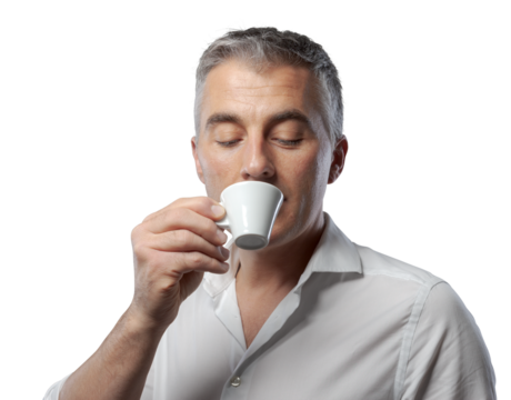 Handsome man drinking a cup of coffee