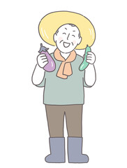 とれたて野菜をもつ農家さん