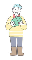 とれたて野菜をもつ農家さん