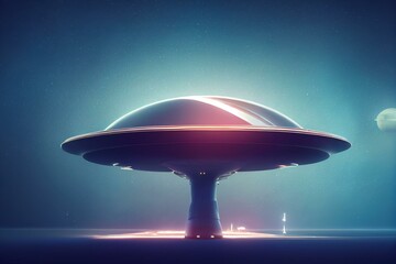 Fototapeta na wymiar UFO, extraterrestrial spaceship, isolated on transparent background. Generative AI