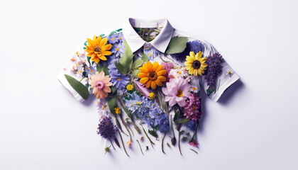 A shirt made of fresh green leafs and plants, sustainable clothes concept. Generative AI