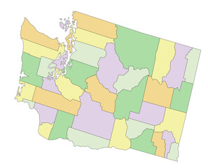 Washington - Highly detailed editable political map.