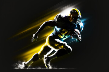 American football player abstract motion blur lines. Generative ai